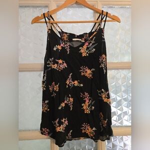 Floral Black Sleeveless Top